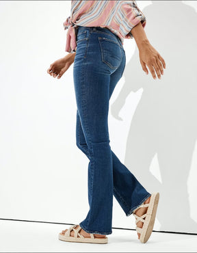 Jean extensible à la mode taille haute 