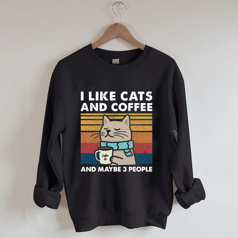 Ich mag Katzen und Kaffee-Sweatshirt 