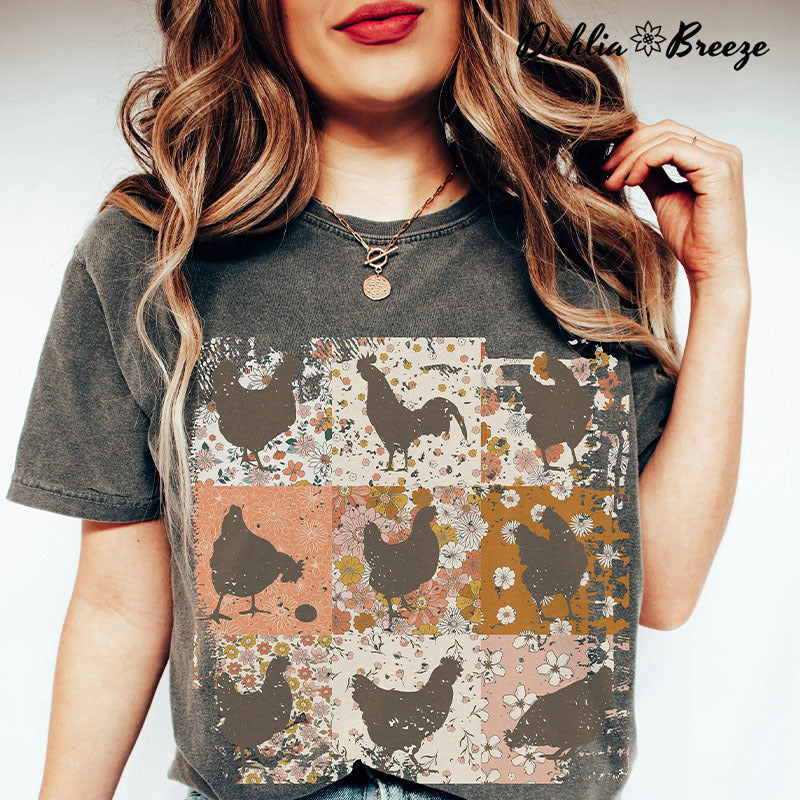 T-shirt poulets de ferme vintage