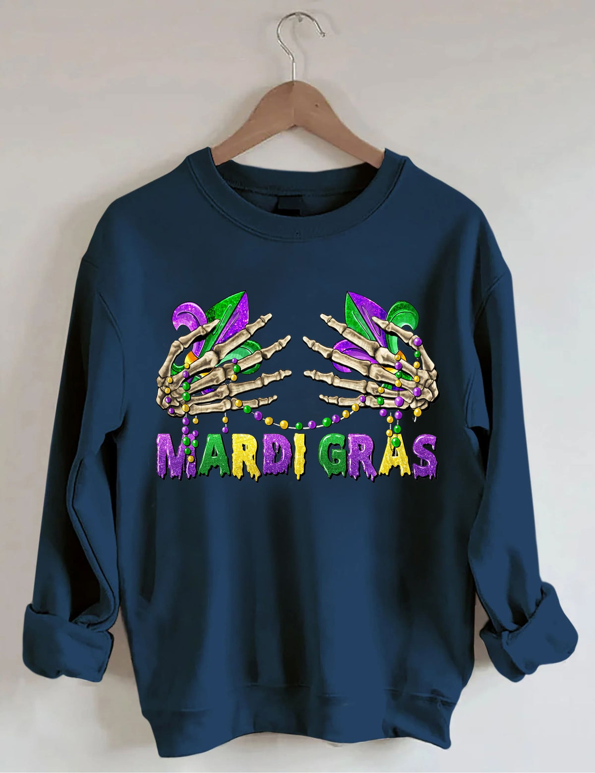 Mardi Gras Skelett Hände Sweatshirt