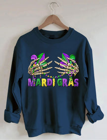 Mardi Gras Skelett Hände Sweatshirt