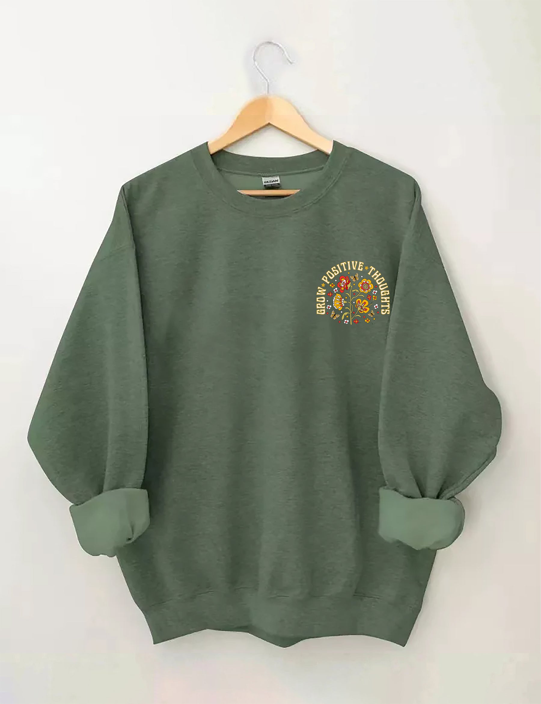 Cultivez des pensées positives Sweat-shirt Vintage Wildflowers