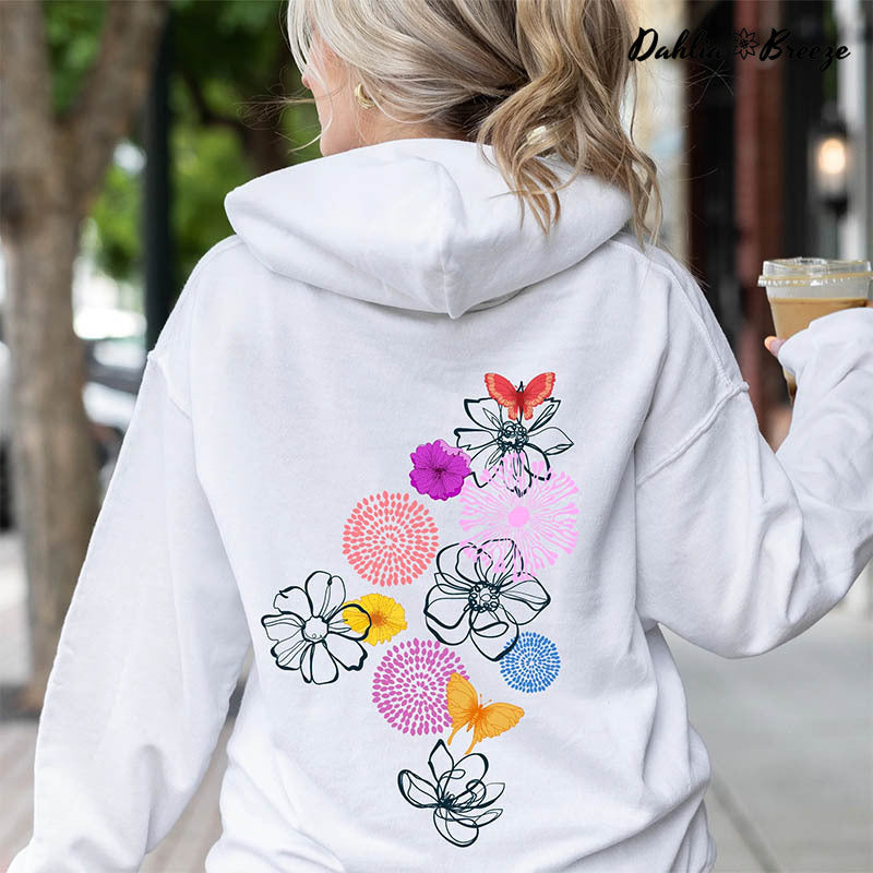 Floral Outlines Flower Doodle Hoodie