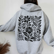 Kapuzenpullover mit gepressten Blumen