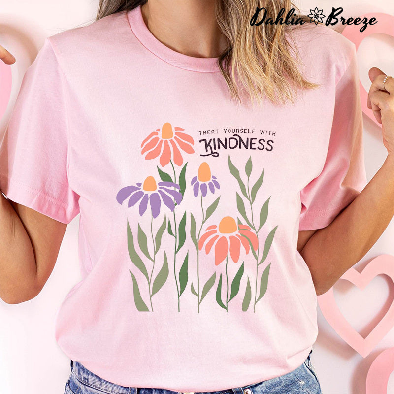 Boho Floral Treat Yourself With Kindness T-shirt