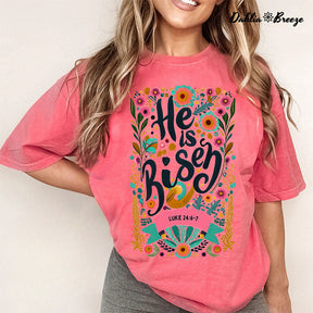 He Is Risen Retro Flower T-shirt