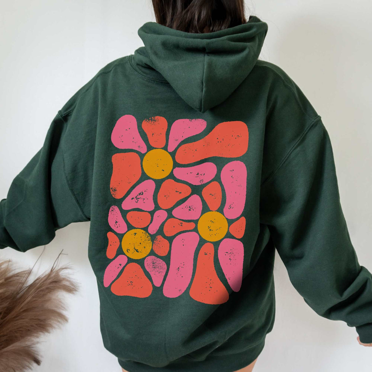 Retro botanischer Wildblumen-Hoodie