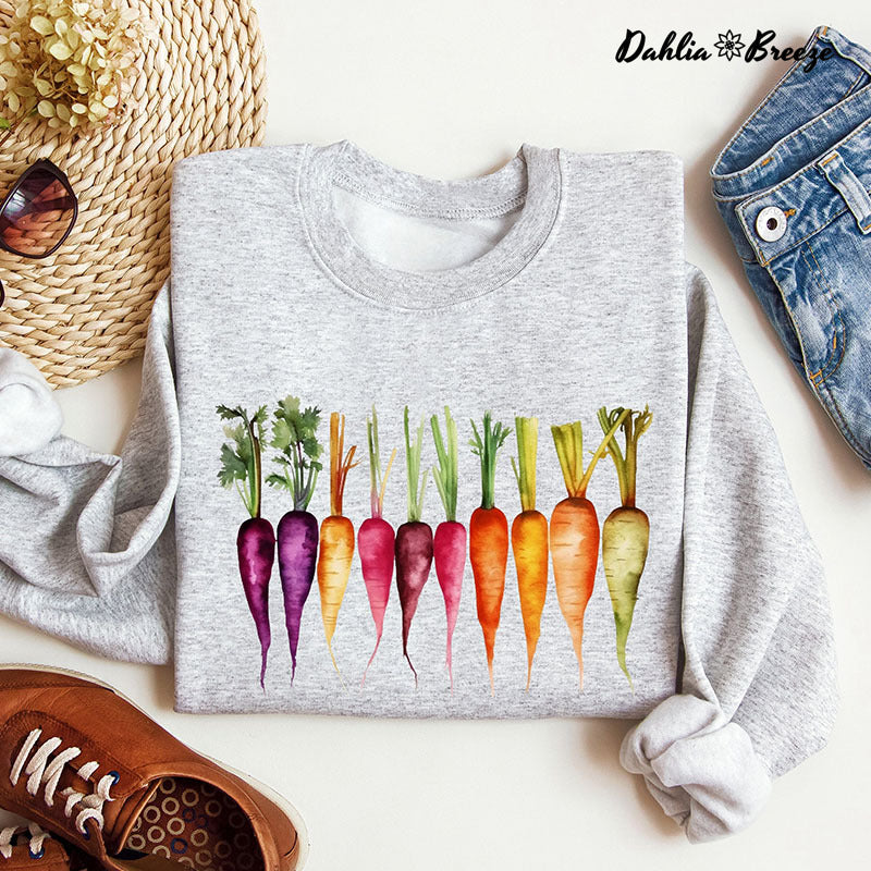 Carottes Aquarelle Légumes Jardinage Sweatshirt