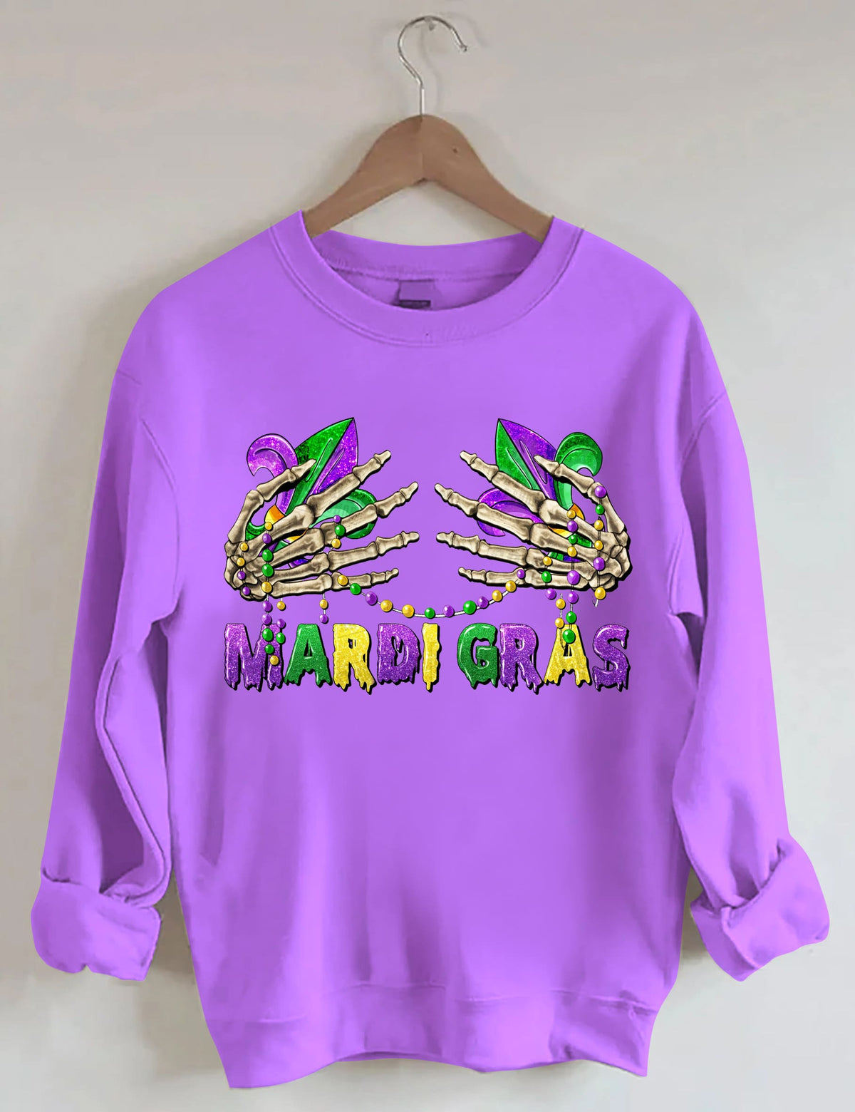 Mardi Gras Skelett Hände Sweatshirt