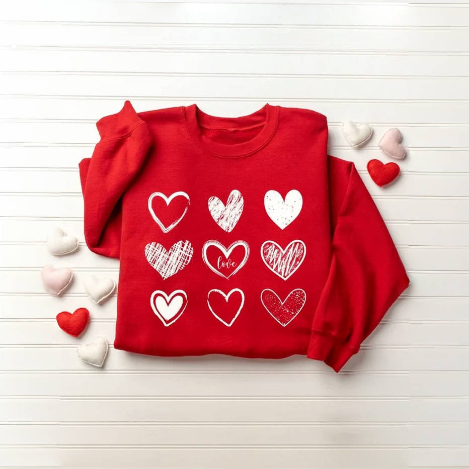 Valentinstag-Paar-Love-Print-Sweatshirt