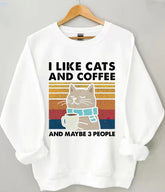 Sweat-shirt J'aime les chats et le café 