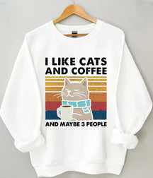 Ich mag Katzen und Kaffee-Sweatshirt 