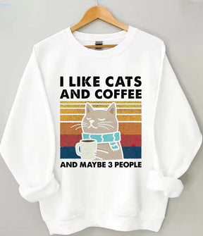 Sweat-shirt J'aime les chats et le café 