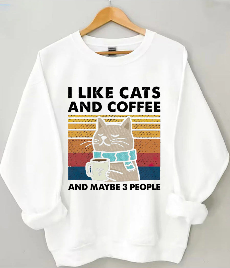 Ich mag Katzen und Kaffee-Sweatshirt 