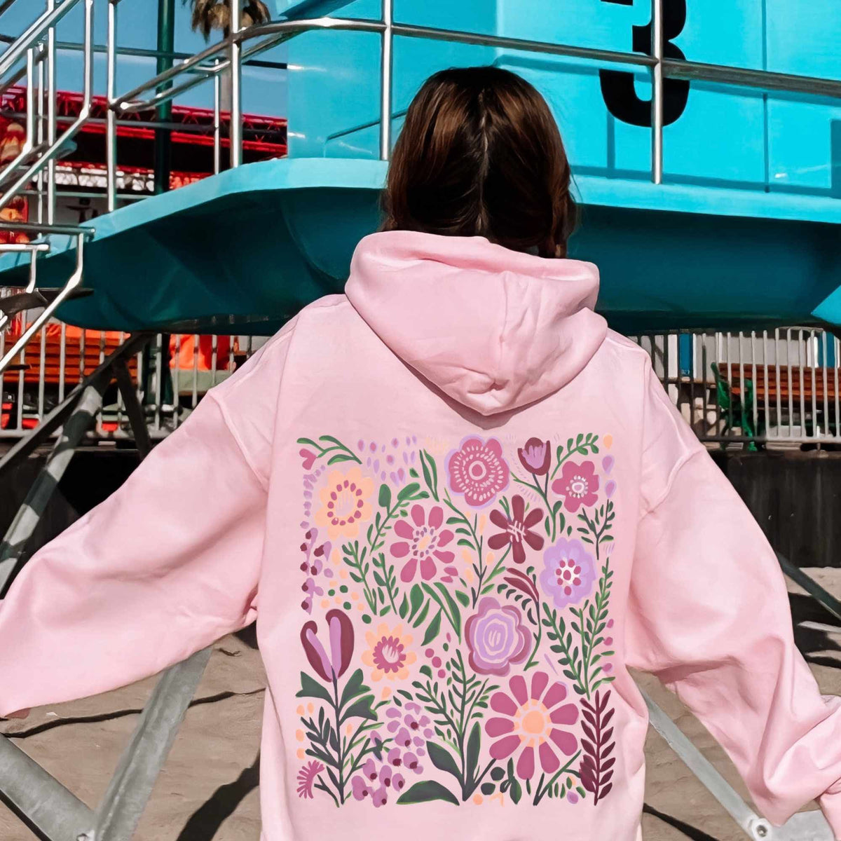 Kapuzenpullover mit Wildblumen-Natur-Print