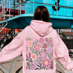Sweat à capuche imprimé nature fleurs sauvages