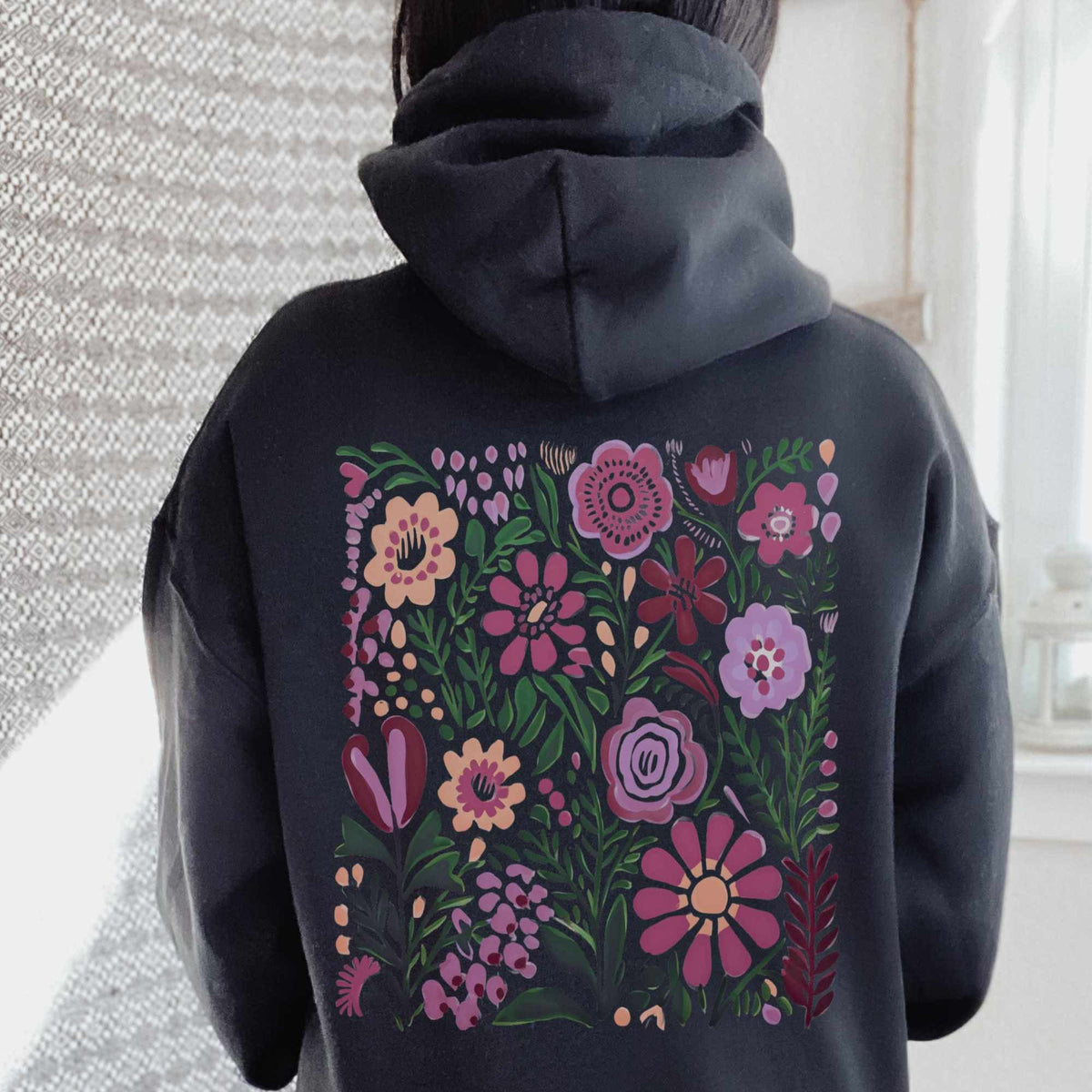 Kapuzenpullover mit Wildblumen-Natur-Print
