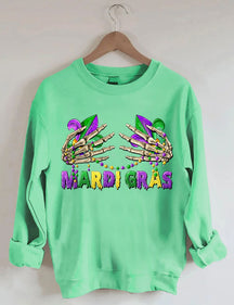 Mardi Gras Skelett Hände Sweatshirt