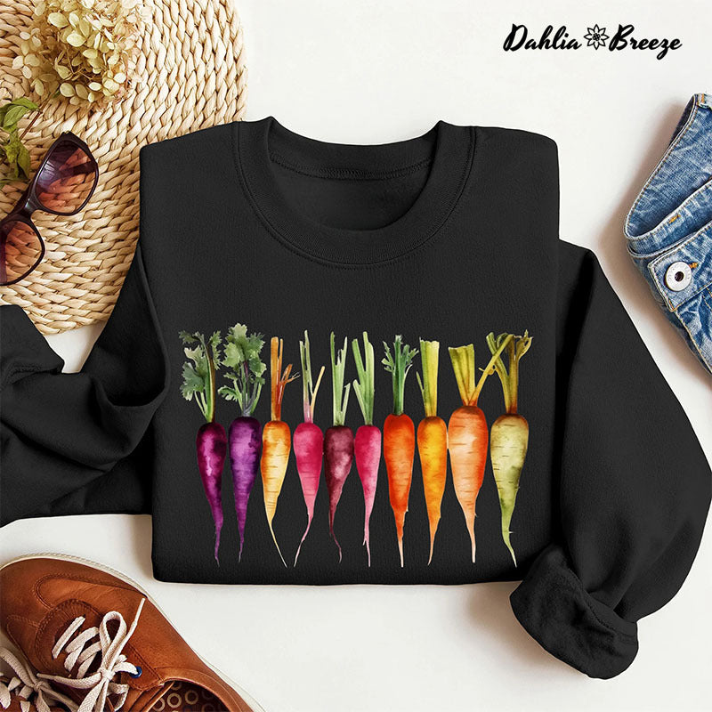 Carottes Aquarelle Légumes Jardinage Sweatshirt