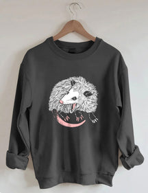 Lässiges Sweatshirt mit Opossum-Print 