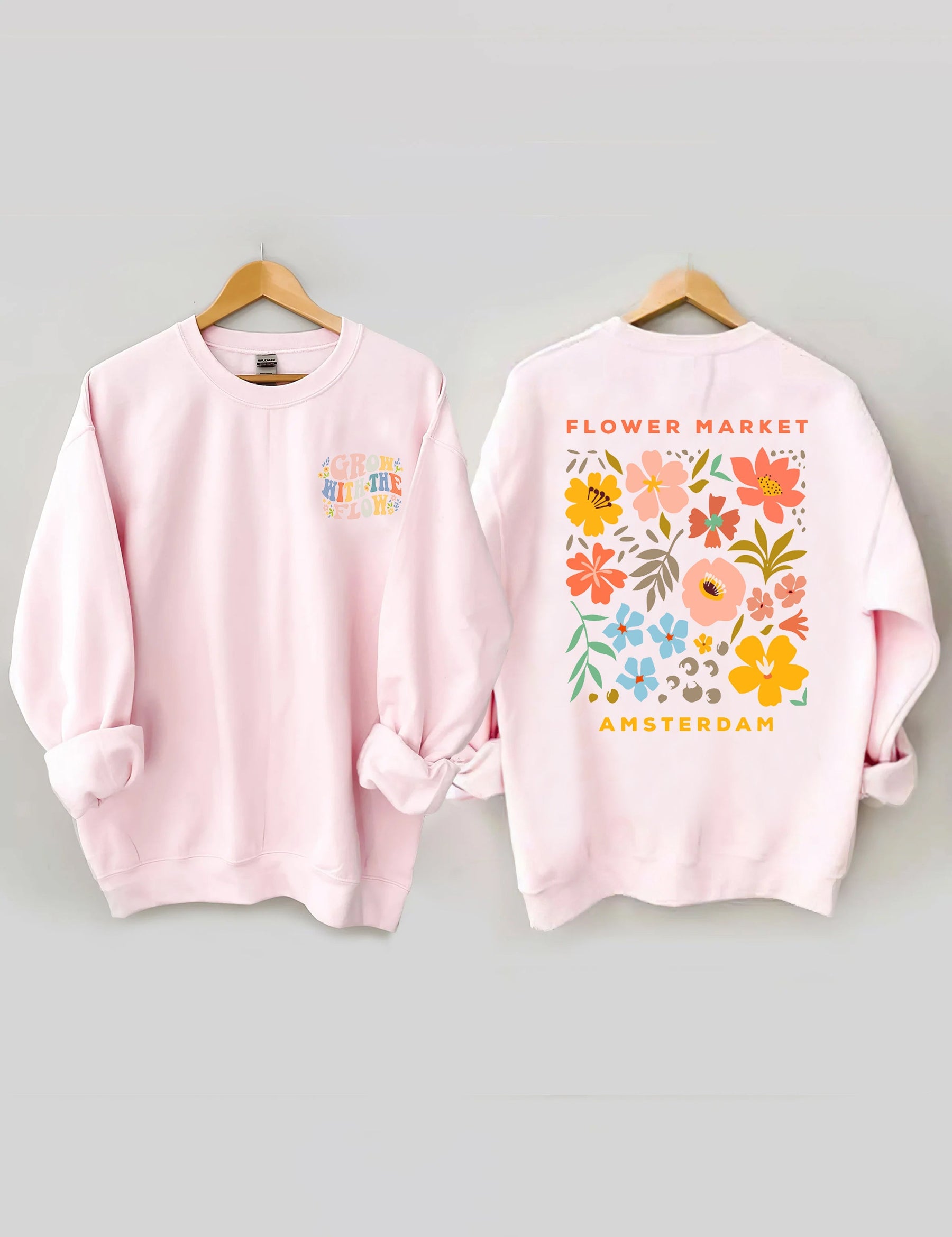 Sweat-shirt Boho à col rond et fleurs sauvages