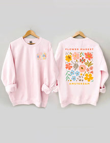Sweat-shirt Boho à col rond et fleurs sauvages