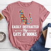 T-shirt Col Rond Chat Et Livre