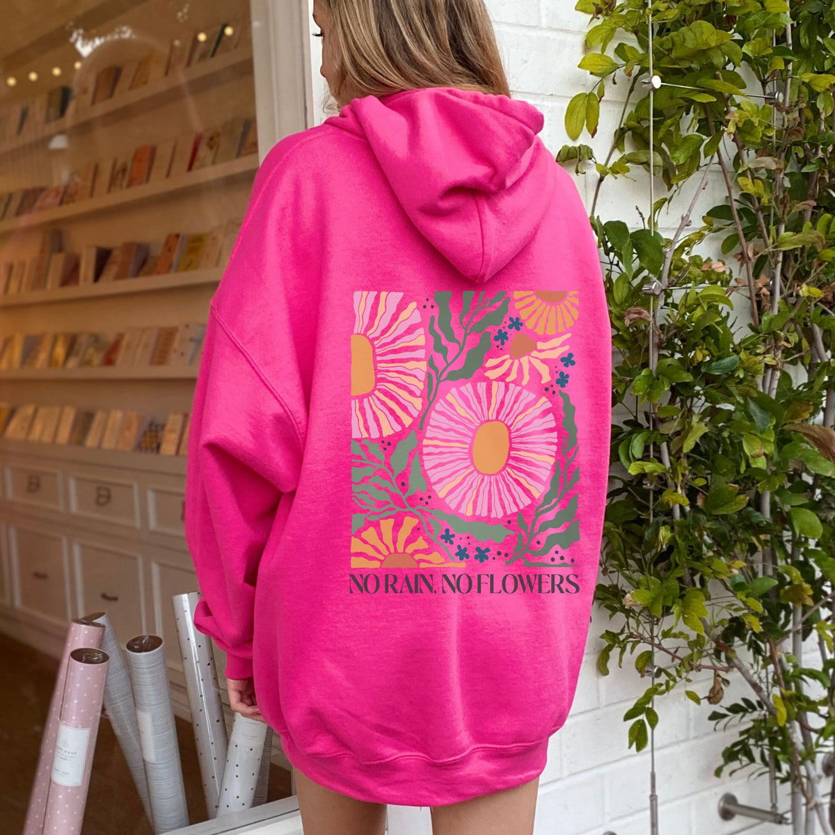 Kapuzenpullover mit Retro-Blumendruck