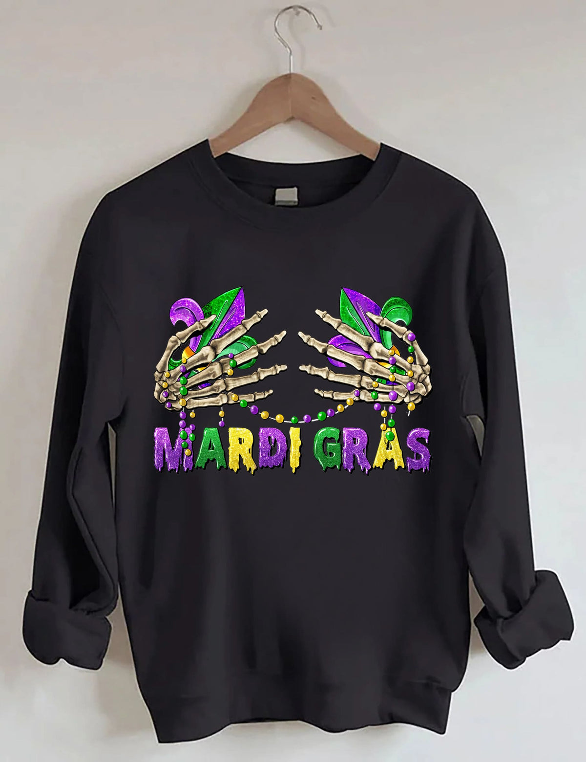 Mardi Gras Skelett Hände Sweatshirt