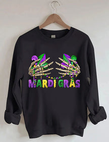 Mardi Gras Skelett Hände Sweatshirt