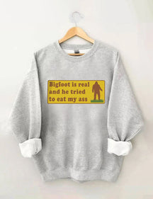 Bigfoot Is Real - Sweat-shirt à imprimé lettre