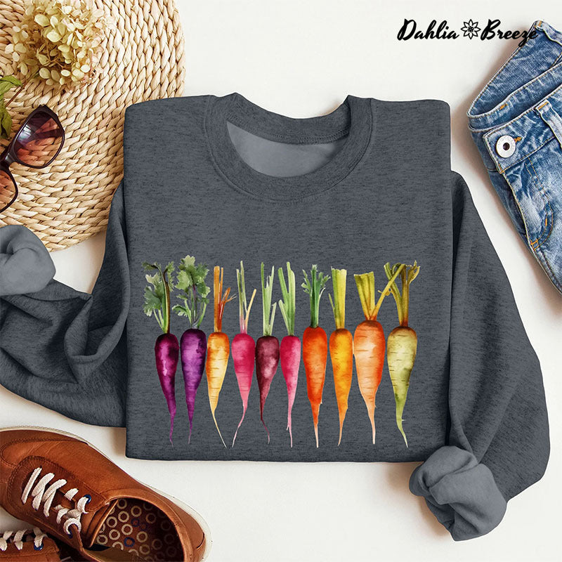 Carottes Aquarelle Légumes Jardinage Sweatshirt
