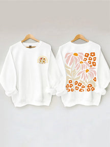 Cultivez des pensées positives Sweat-shirt Vintage Wildflowers