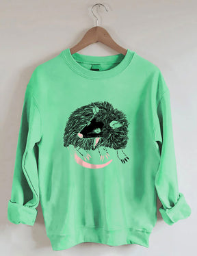 Lässiges Sweatshirt mit Opossum-Print 