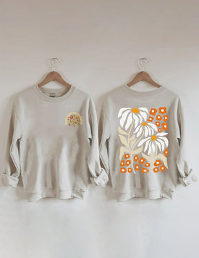 Cultivez des pensées positives Sweat-shirt Vintage Wildflowers
