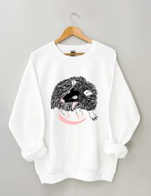 Lässiges Sweatshirt mit Opossum-Print 