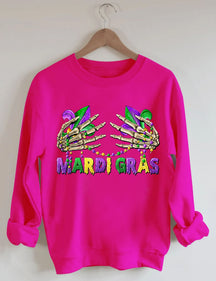 Mardi Gras Skelett Hände Sweatshirt