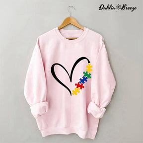 Sweat-shirt Coeur Puzzle Autisme
