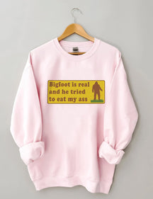 Bigfoot Is Real - Sweat-shirt à imprimé lettre