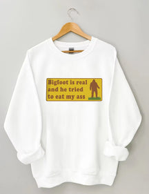 Bigfoot Is Real - Sweat-shirt à imprimé lettre