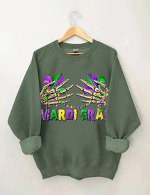 Mardi Gras Skelett Hände Sweatshirt