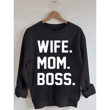 Langarm-Sweatshirt mit Aufdruck „Frau Mama Boss“.