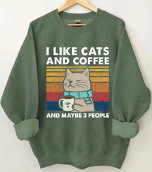 Ich mag Katzen und Kaffee-Sweatshirt 