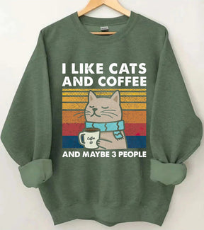Sweat-shirt J'aime les chats et le café 