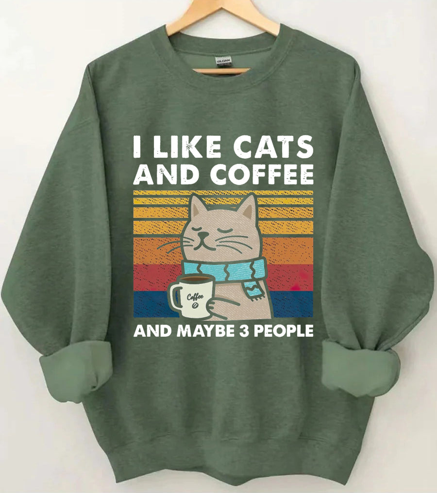 Ich mag Katzen und Kaffee-Sweatshirt 