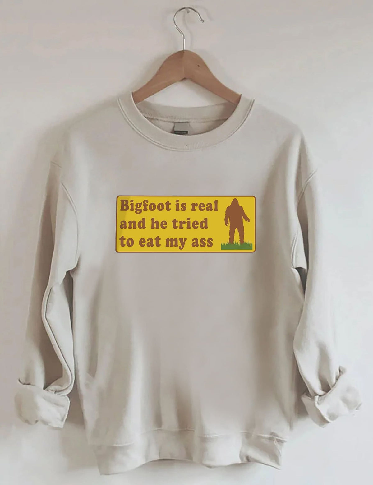 Bigfoot Is Real - Sweat-shirt à imprimé lettre
