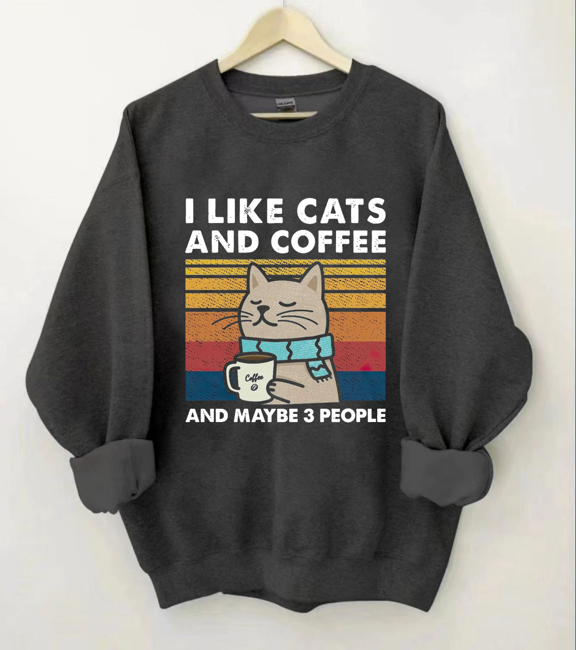 Ich mag Katzen und Kaffee-Sweatshirt 