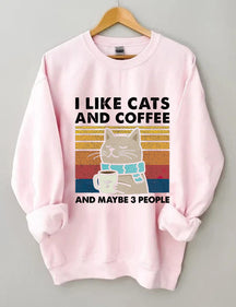 Ich mag Katzen und Kaffee-Sweatshirt 