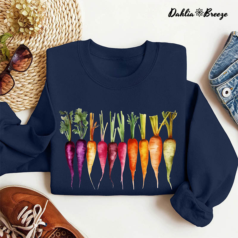 Carottes Aquarelle Légumes Jardinage Sweatshirt