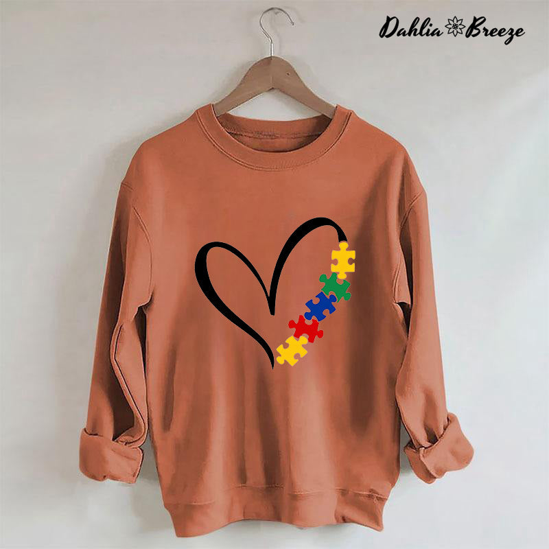 Sweat-shirt Coeur Puzzle Autisme